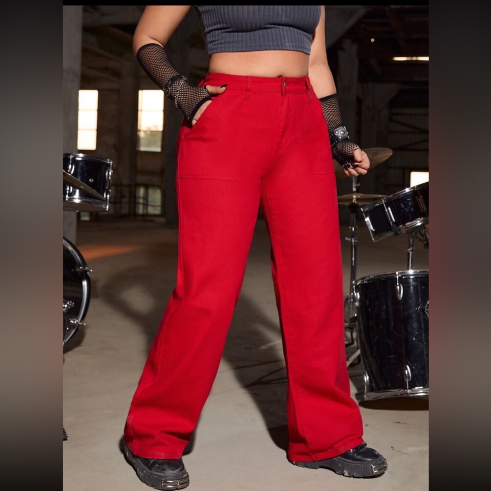 Slant Pocket Wide Leg Jeans